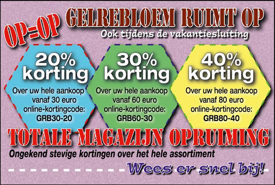 UITVERKOOP met Stevige KORTINGEN 20-30-40%