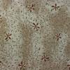 3368-2 - Blauwbeige met groene blaadjes en bruine bloemen