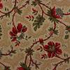 3644 - Beige (licht en donker) met roodgroene bloemen/ranken