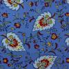 3673 - Blauw met bladeren en rood gele bloemen
