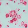3917 - Blauw met rozerode bloemen