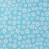 Blauw (aqua) met witte bloemen