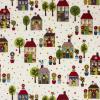 4038 - Ivoor met kleine kleurrijke huisjes PASTEL