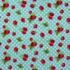 4413 - Blauw, aqua, met witte stippen en aardbeitjes