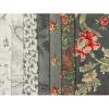 BU4502 - Grijs/ivoorkleurige bundel met rode bloemen van 7 FQ