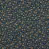 4641 - Blauw donker met kleine beige bruine roosjes