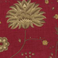 Rood (bleek) met grote beige-grijze bloemen