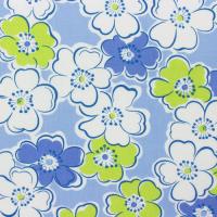 Paarsblauw met witte en limegroene bloemen