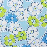 Blauw met witte en limegroene bloemen