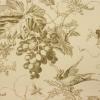 Ivoor/beige met grijze toile van druiven, bladeren en vogels