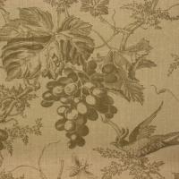 Grijsbeige met grijze toile van druiven, bladeren en vogels