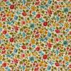 FQ6671 - Bloemen steenrood, teal, oker en groen op ivoor ondergrond FQ