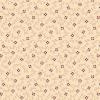 Beige met bruin gestippeld krullijntje en rood-blauw bloemetje