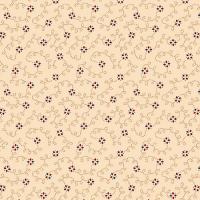 Beige met bruin gestippeld krullijntje en rood-blauw bloemetje
