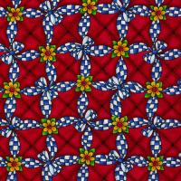 rood met blauw witte strikjes