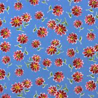 Blauw met roze rode madeliefjes FQ