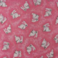 Roze met konijntjes FLANEL