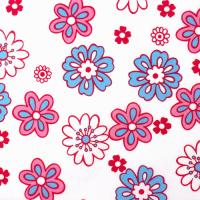 Wit met rood blauwe bloemen