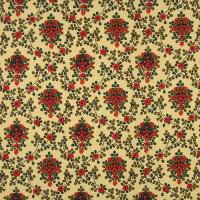 Beige met trosjes rode bloemetjes FQ