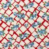 2795 - Rood met witte vlakjes en blauwe rozen