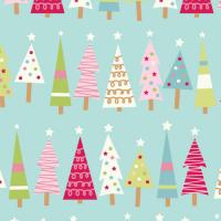 Blauw met kerstbomen FQ