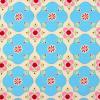Blauwe vlakjes met roze bloemen FQ