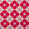 Rode vlakjes met roze bloemen FQ