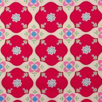 Rode vlakjes met roze bloemen FQ