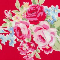 Rood met randbloemen en schuine ruit