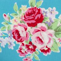 Blauw met randbloemen en schuine ruit