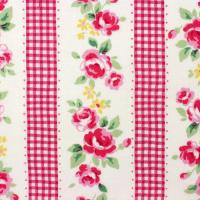 Roze ruit met banen roosjes