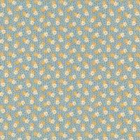 Blauw met oranjegele en ivoor bloemetjes FQ