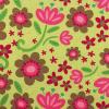 3019 - Groen met roze en bruine bloemen