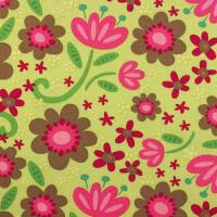 Groen met roze en bruine bloemen FQ
