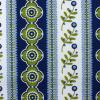 FQ3142-1 - Blauw witte strepen met rozetjes en bloemen FQ