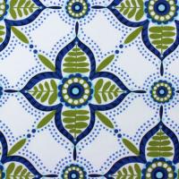 Wit met blauw groene stervormige print