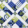 Blauw witte strepen met rozetjes en bloemen FQ