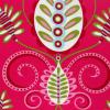 FQ3172 - Roze met grote groen witte print FQ