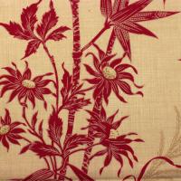 Beige met rode vogels en bamboe: Oiseaux