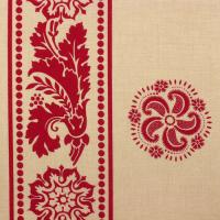 Beige met rode strepen en bloemen; Hollyvine FQ