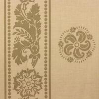 Beige met donkerder beige strepen en bloemen; Hollyvine