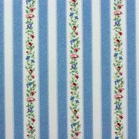 Blauwe met bijna witte streep met bloemetjes