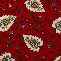 Rood met witte bladeren en rood geel blauwe bloemen FQ