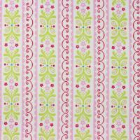 Wit met banen in groen en roze bloemen en scrol FQ