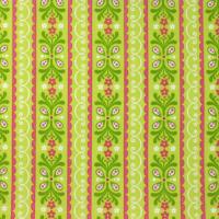 Lime met banen in wit, groen en roze bloemen en scrol FQ