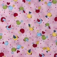 Roze met schattige vogeltjes PASTEL FQ