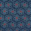 4106 - Blauw donker met witte circels en rode dots: Airy Dot