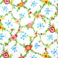 Wit met kleurige bloemen en vlindertjes