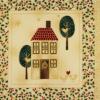 PN4217 - Paneel creme met huisjes en goudmetallic opdruk