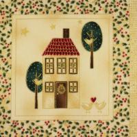 Paneel creme met huisjes en goudmetallic opdruk